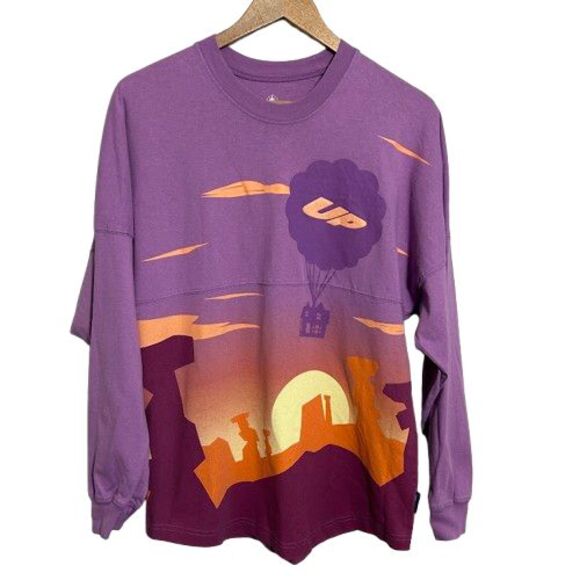 Disney Parks Pixar UP Paradise Falls Spirit Jersey Womens XS Purple Air Balloon - Picture 1 of 7